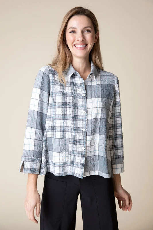 Habitat Plaid Shaped Shirt Chic Button-Up Short Shirt