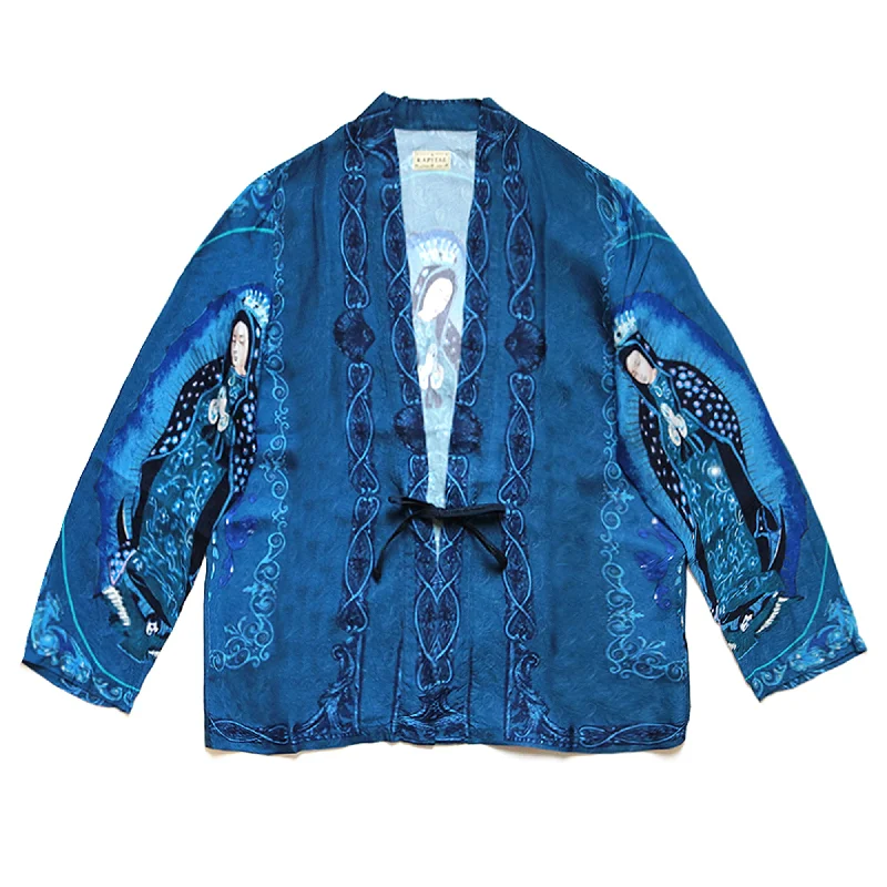 RAYON VIRGIN MARY KIMONO SHIRT - TURQUOISE Soft Cotton Short Shirt