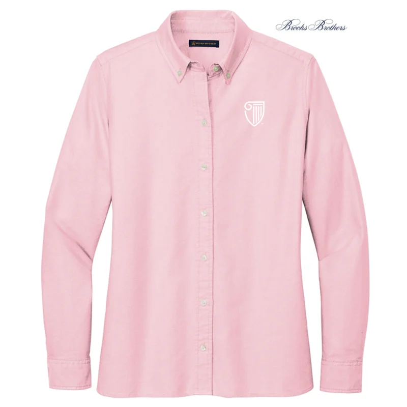 NEW STRAYER Brooks Brothers® Women’s Casual Oxford Cloth Shirt - Soft Pink Cozy Printed Short Shirt