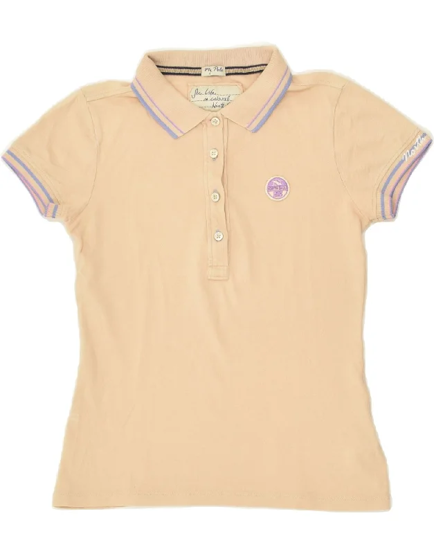 NORTH SAILS Womens Polo Shirt UK 4 XS Beige Cotton Comfortable Fit Short Shirt