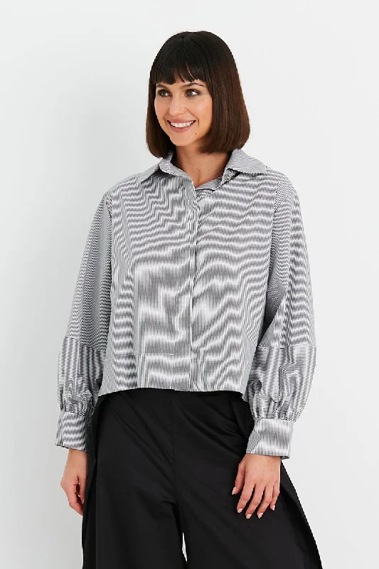 Planet Puffy Sleeve Shirt Chic Embellished Short Sleeve