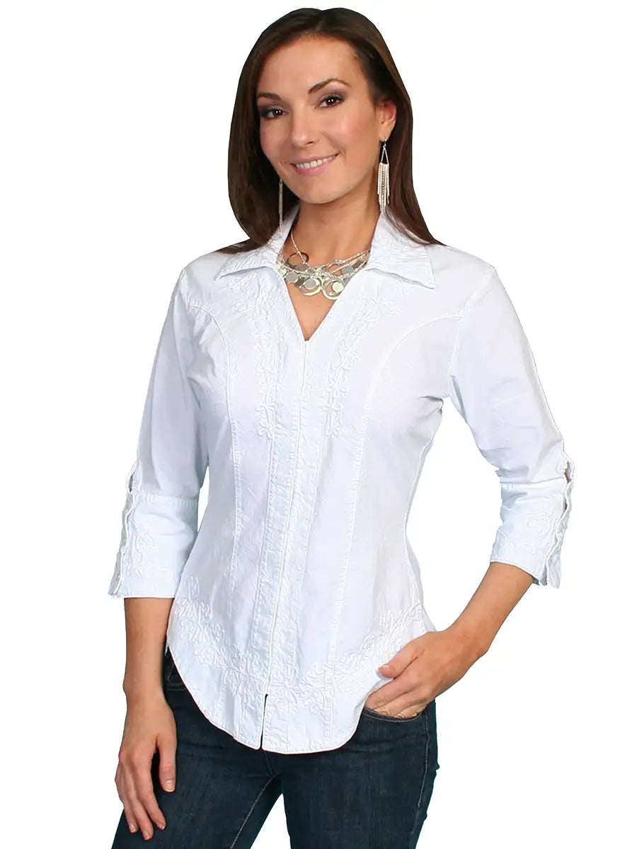 Scully Cantina Blouse (PSL-063) - Women's Shirt Relaxed Fit Short Blouse