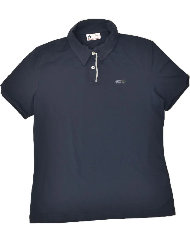 SERGIO TACCHINI Womens Polo Shirt UK 14 Large Navy Blue Cotton Soft Cotton Short Tee