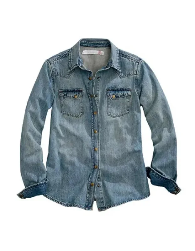 Tin Haul Blue Ridge (Blue) - Women's Denim Shirt Relaxed Fit Short Blouse