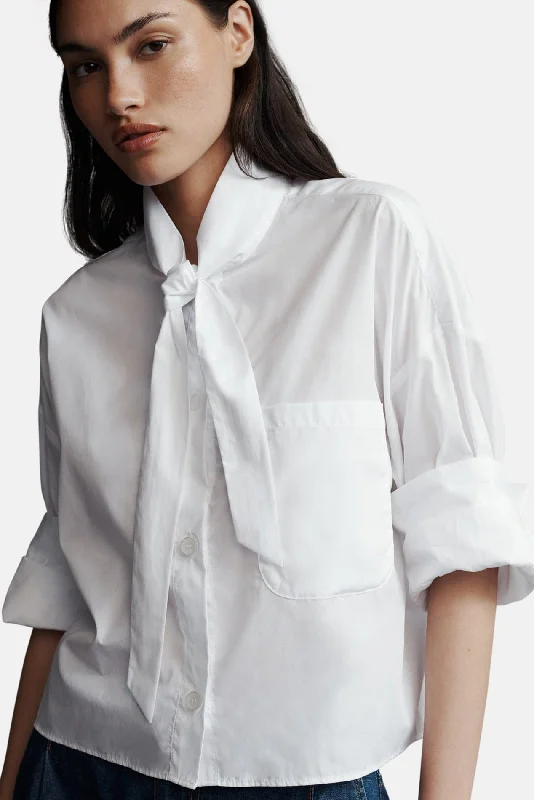 Next Ex Shirt With Tie In White Fashionable Rounded Short Shirt