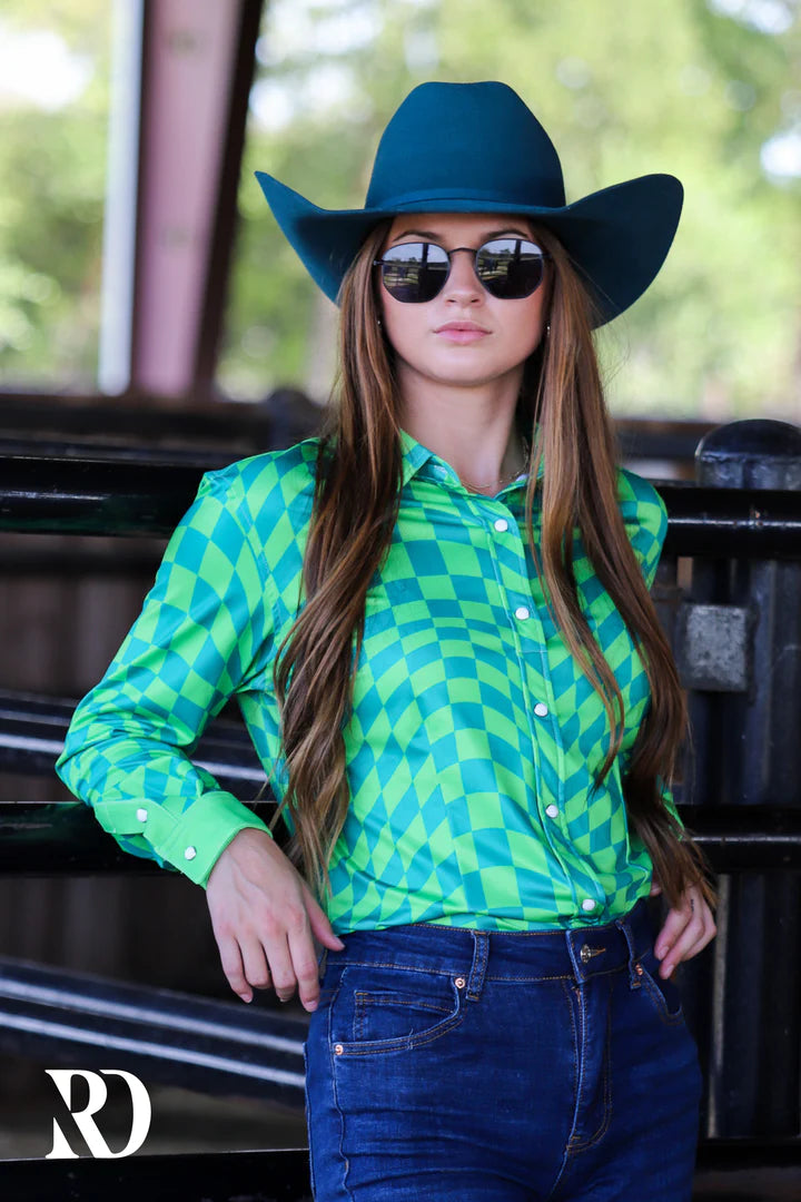 Wavy Performance Rodeo Shirt Relaxed Fit Short Blouse