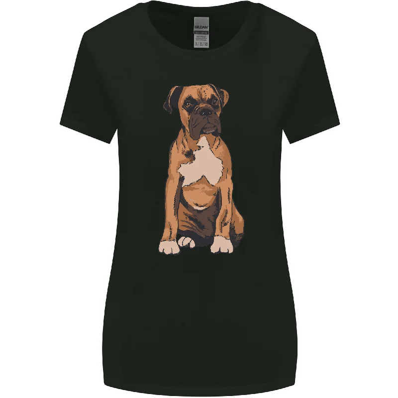 A Boxer Dog Womens Wider Cut T-Shirt Hooded Caped Shawl Collar