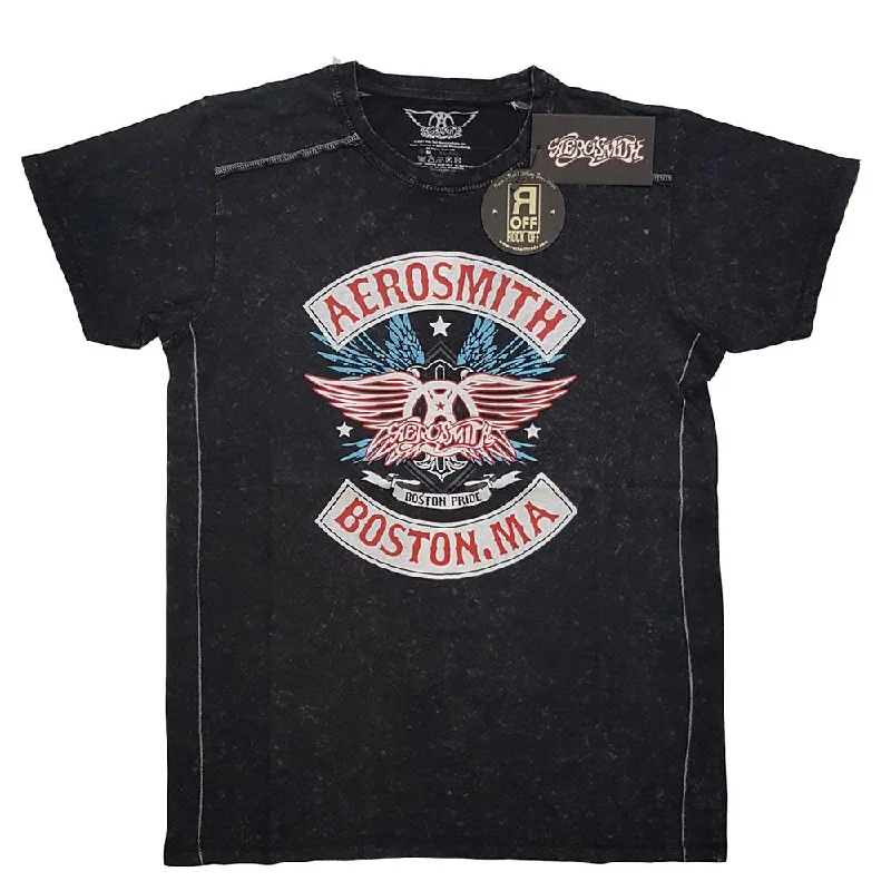 Aerosmith Snow Wash T-Shirt: Boston Pride Chenille Blend Fleece Blend Nylon Blend