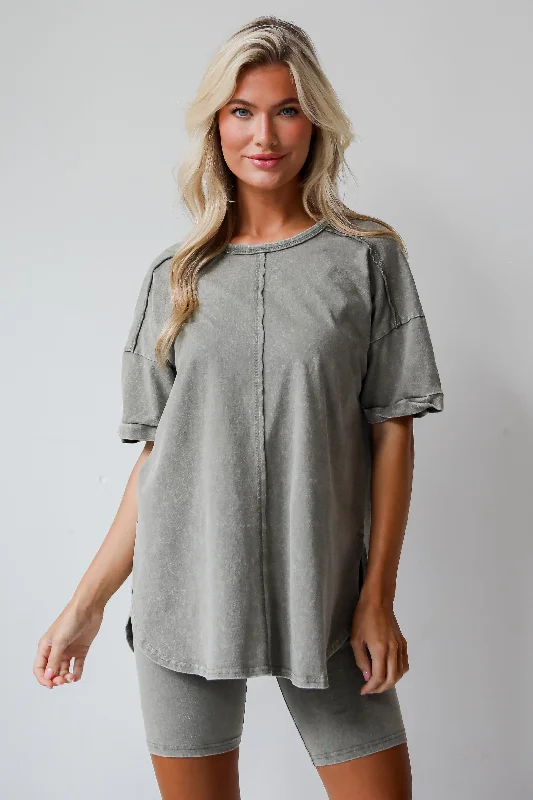 FINAL SALE - Comfy Mindset Oversized Tee - DU DEAL Elasticated Padded Insulated