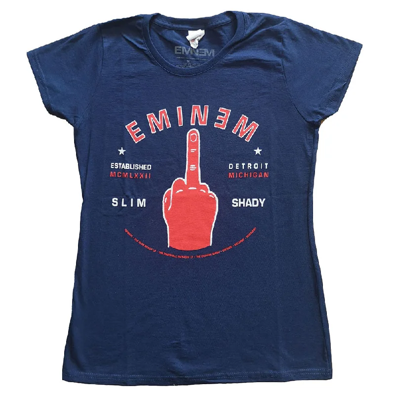 Eminem Ladies T-Shirt: Detroit Finger Boxy Fit Fitted Loose