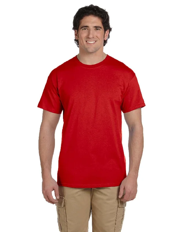 Fruit of the Loom 100% Cotton T-Shirt | True Red Zippered Front Buttoned Front Snap Front