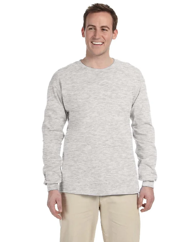 Fruit of the Loom Lightweight Long Sleeve T-Shirt | Ash Terry Blend Velvet Blend Canvas Blend