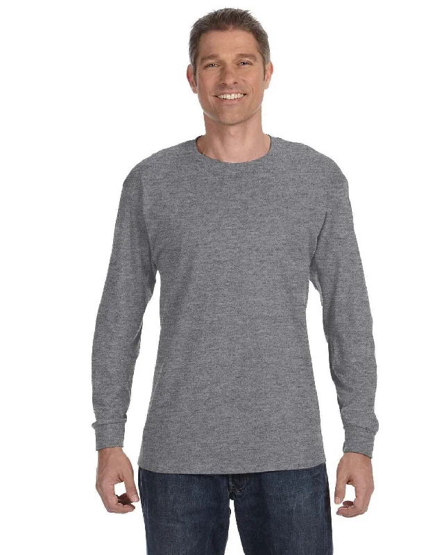 Gildan Heavy Cotton Long Sleeve T-Shirt | Graphite Heather Anti-Pilling Machine Wash Handmade