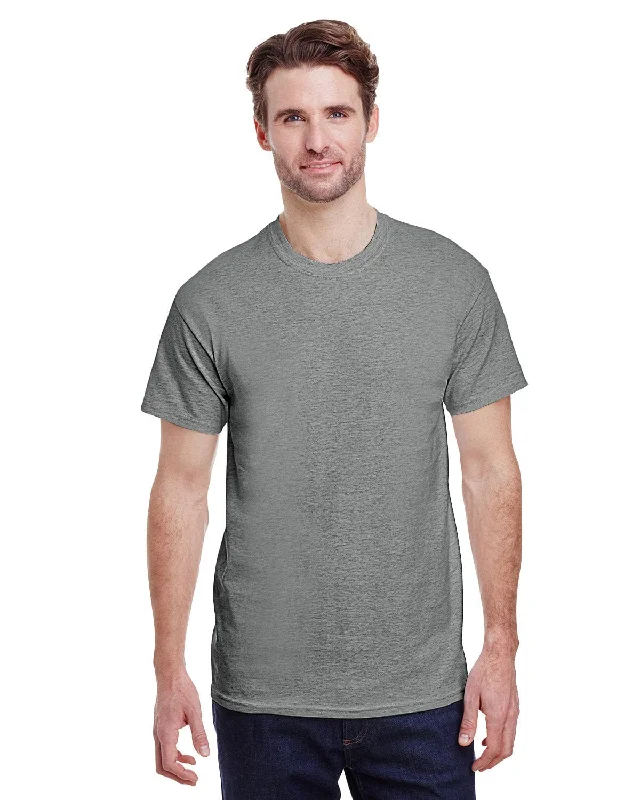 Gildan Heavy Cotton T-Shirt | Graphite Heather Ribbed Striped Patterned