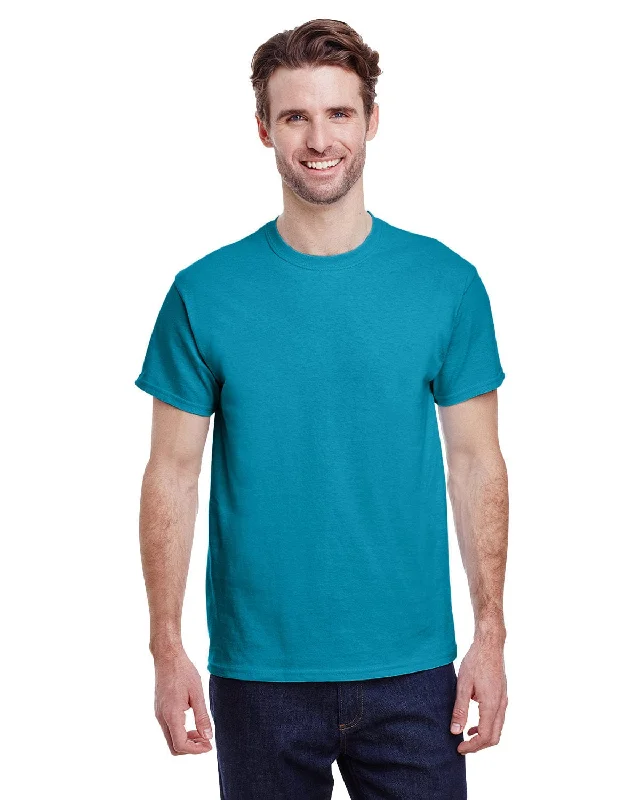 Gildan Heavy Cotton T-Shirt | Tropical Blue Hooded Caped Shawl Collar