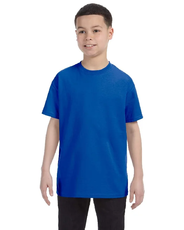 Gildan Youth Lightweight 100% Cotton T-Shirt | Royal Collared Crew Neck Turtle Neck