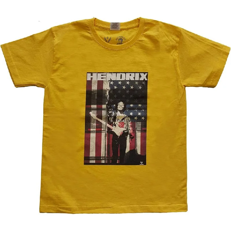 Jimi Hendrix Kids T-Shirt: Peace Flag Spandex Blend Rayon Blend Denim Blend