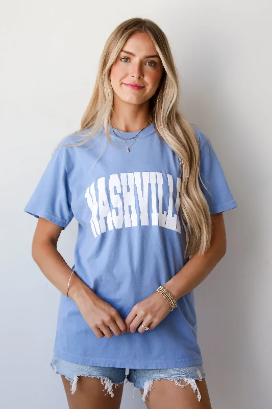 Light Blue Nashville Tee Houndstooth Herringbone Solid