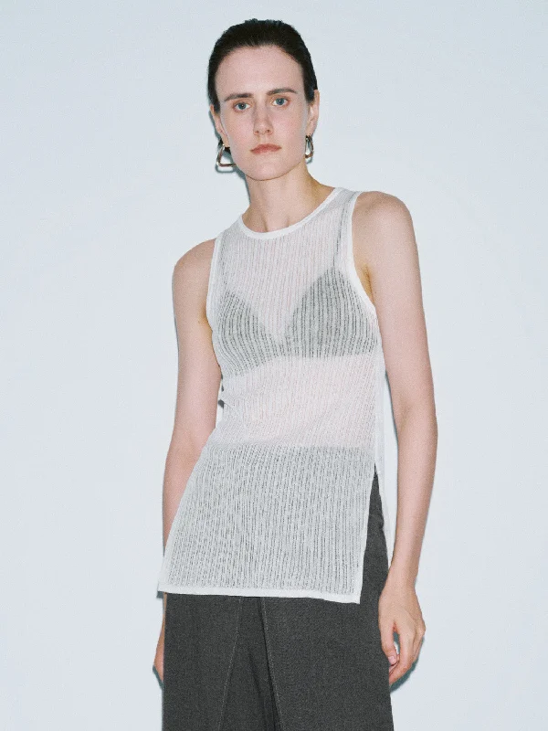 Sleeveless Skinny Knitted T-Shirts Modern Contemporary Chic