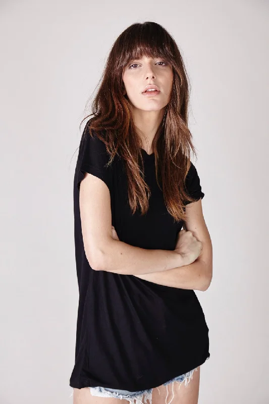 The Alexa Basic T-shirt - Black Graphic T-Shirt Round Neck Polyester