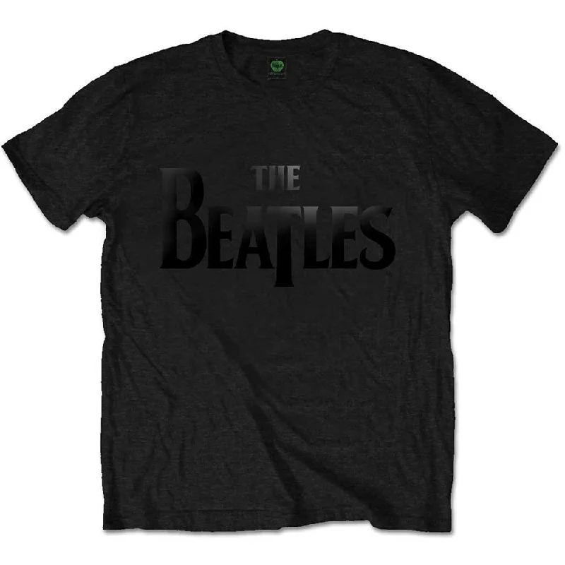 The Beatles Unisex Premium T-Shirt: Drop T Logo with Gloss Printing Application Houndstooth Herringbone Solid