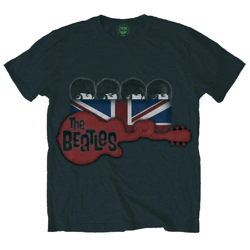 The Beatles Unisex Premium T-Shirt: Guitar & Flag Spandex Blend Rayon Blend Denim Blend