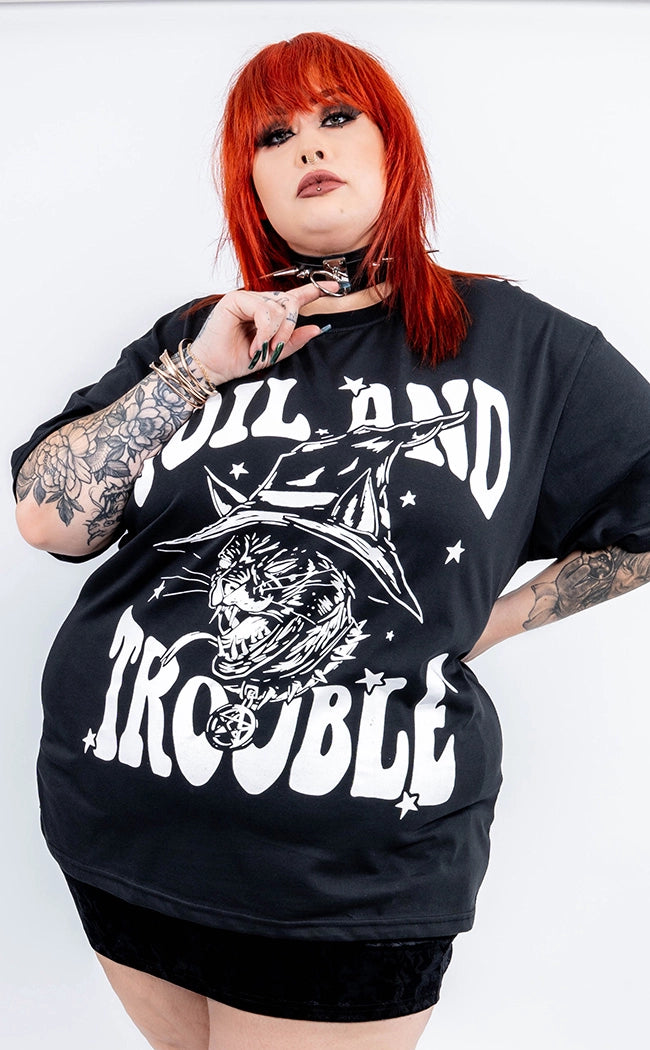 Toil and Trouble Oversized Tee | Plus Size Terry Blend Velvet Blend Canvas Blend