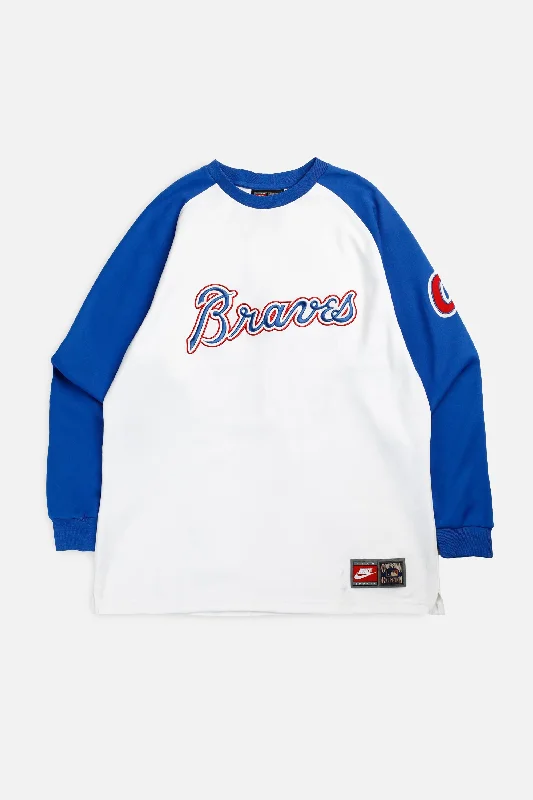 Vintage Atlanta Braves MLB Long Sleeve Tee - M Chenille Blend Fleece Blend Nylon Blend