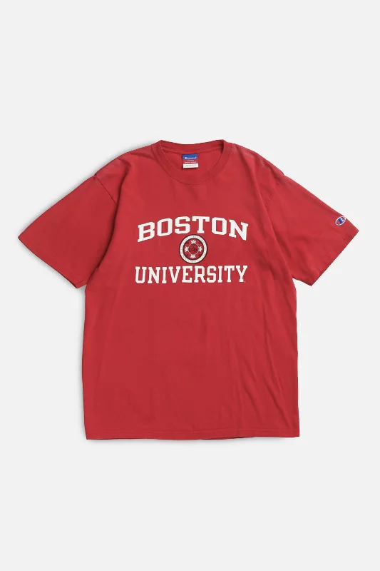 Vintage Boston University Tee - L Beaded Sequined Faux Fur