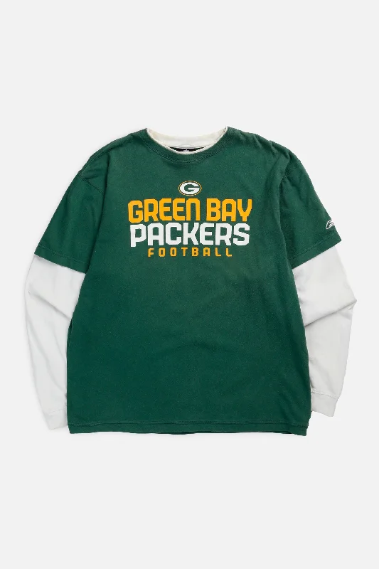 Vintage Green Bay Packers NFL Long Sleeve Tee - M Collared Crew Neck Turtle Neck