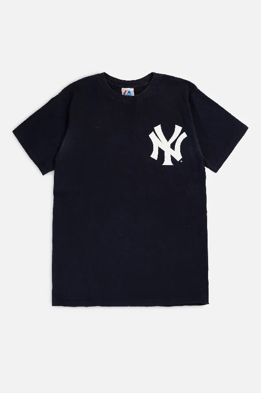 Vintage NY Yankees MLB Tee - S Spandex Blend Rayon Blend Denim Blend