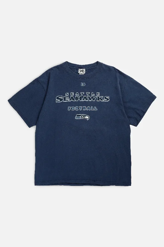 Vintage Seattle Seahawks NFL Tee - M Asymmetrical Pockets Print