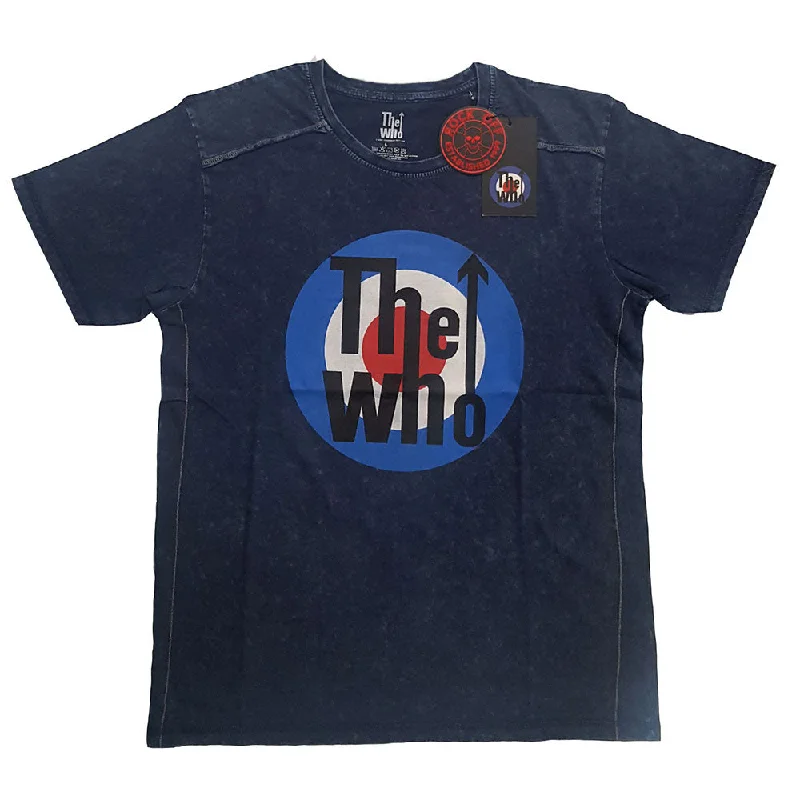 The Who Unisex Snow Wash T-Shirt: Target Logo Denim Fabric Leather Fabric Suede Fabric