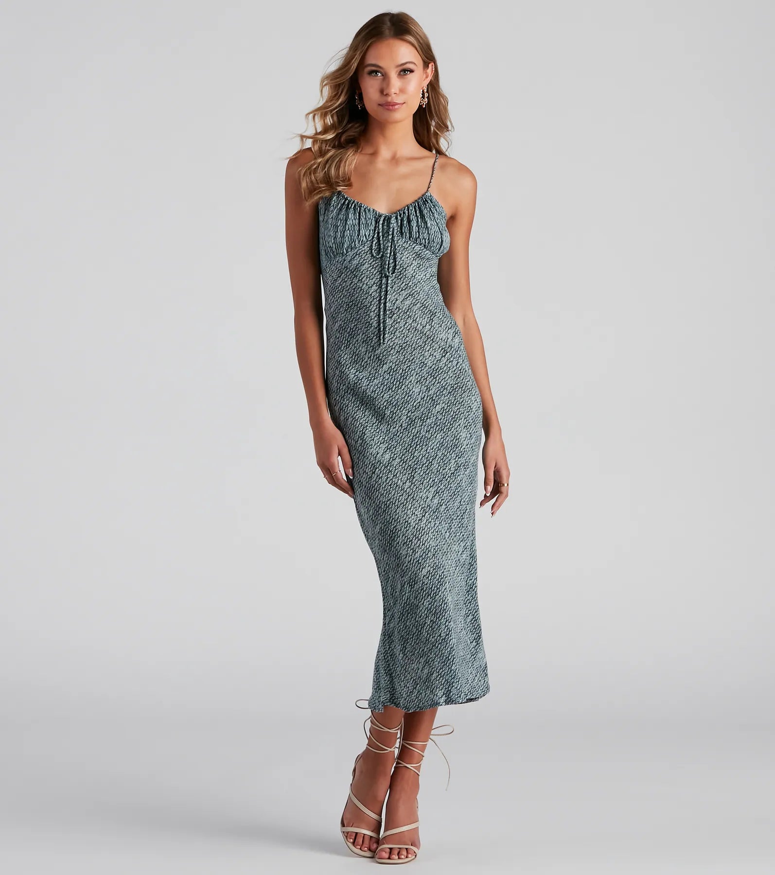 Bohemian Oasis Scoop Neck Midi Dress Comfortable Sleeveless Midi Dress