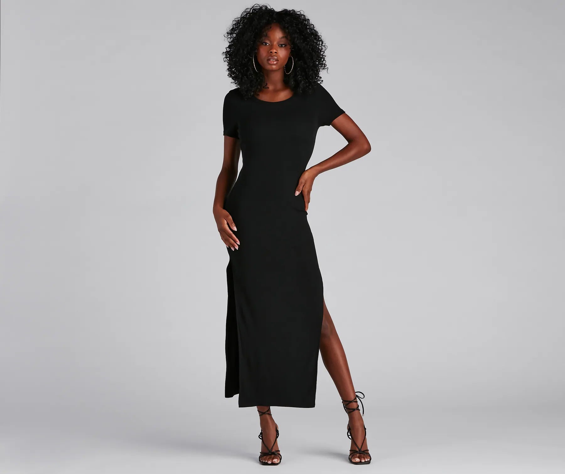 Effortless Mood Ribbed Knit Midi Dress Comfortable Casual Midi Dress