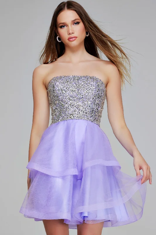 Jovani K23666 Homecoming Short Cocktail Sequin Mini Dress Elegant Tulle Mini Dress