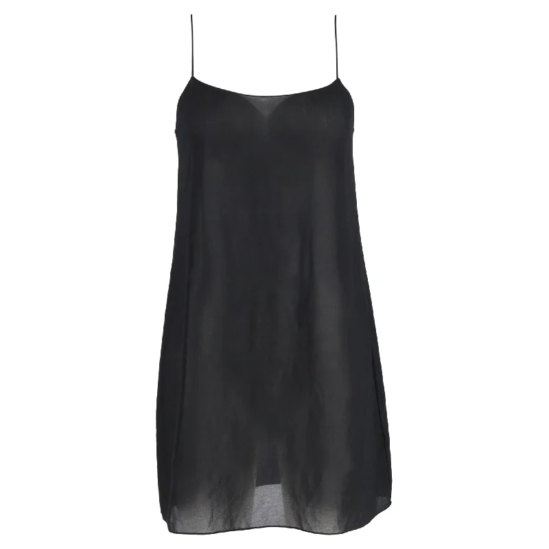 Theory Sheer Thin Strap Mini Dress in Black Silk Chic Halter Mini Dress