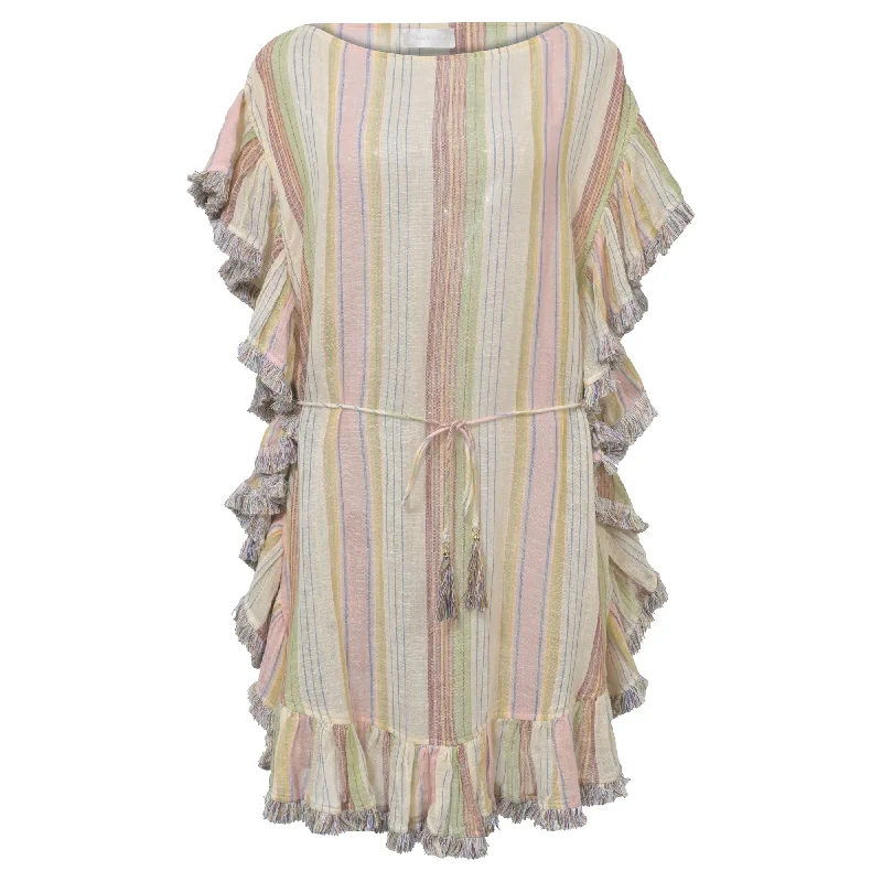 Zimmermann Striped Belted Mini Dress in Multicolor Cotton Fashionable Mini Dress with Pockets