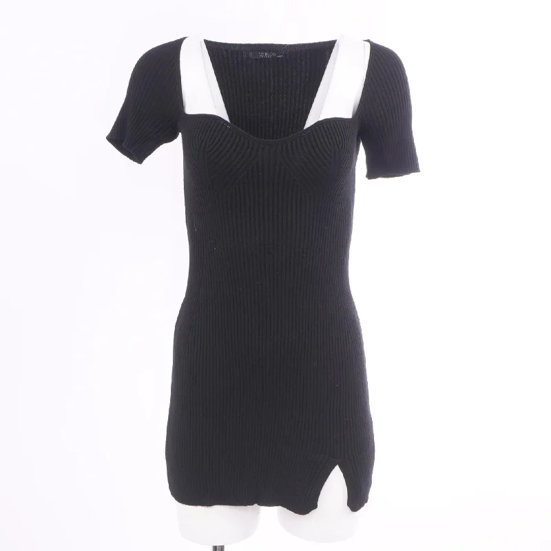 Black Solid Mini Dress Comfortable Ruffle Mini Dress