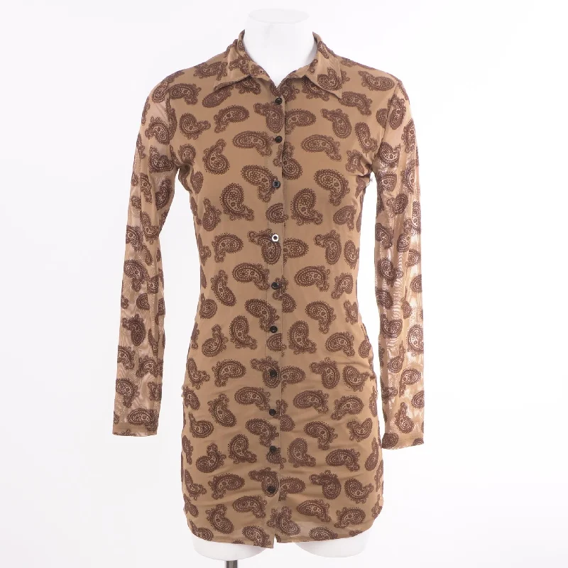 Brown Paisley Mini Dress Stylish Floral Print Mini Dress