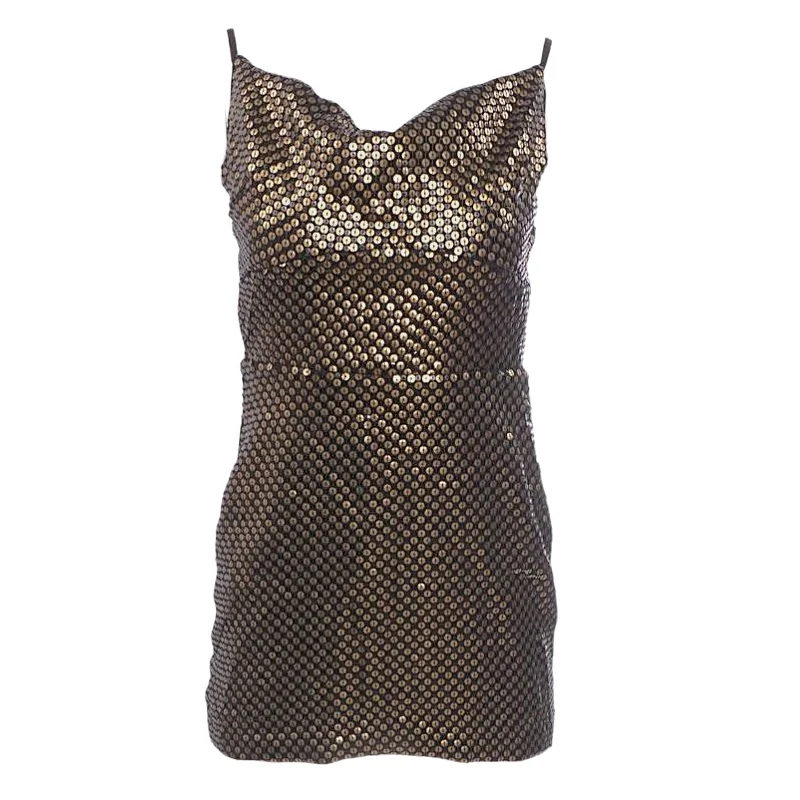 Gold Graphic Mini Dress Comfortable Shift Mini Dress