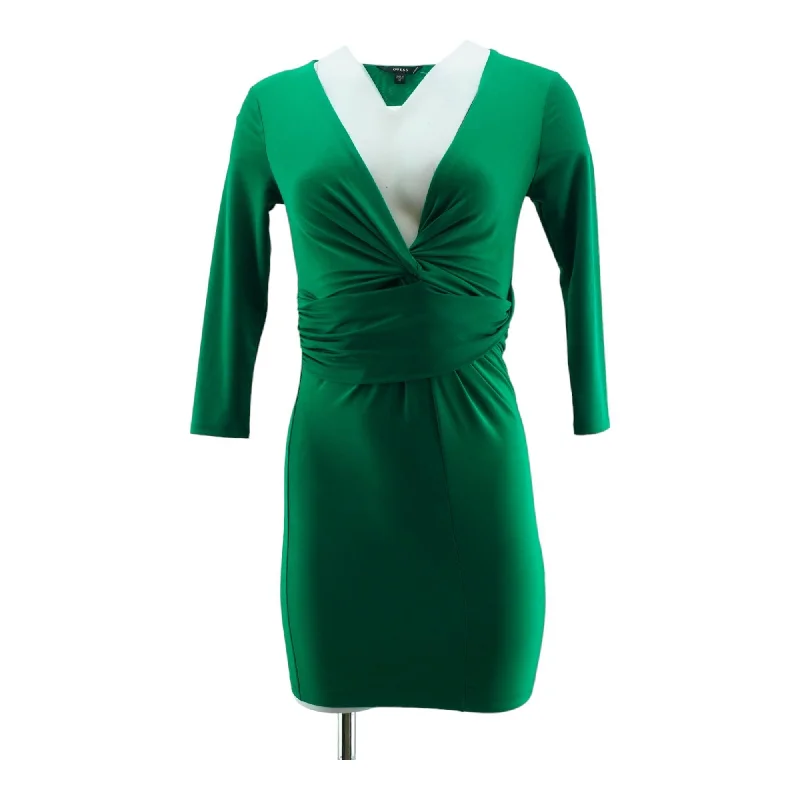 Green Solid Mini Dress Elegant Satin Lace Mini Dress