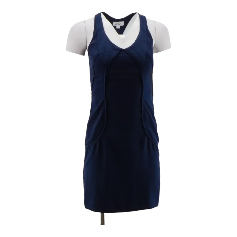 Navy Solid Mini Dress Comfortable Casual Mini Dress