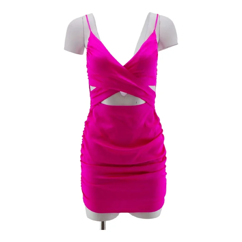 Neon Pink Solid Mini Dress Stylish Summer Mini Dress