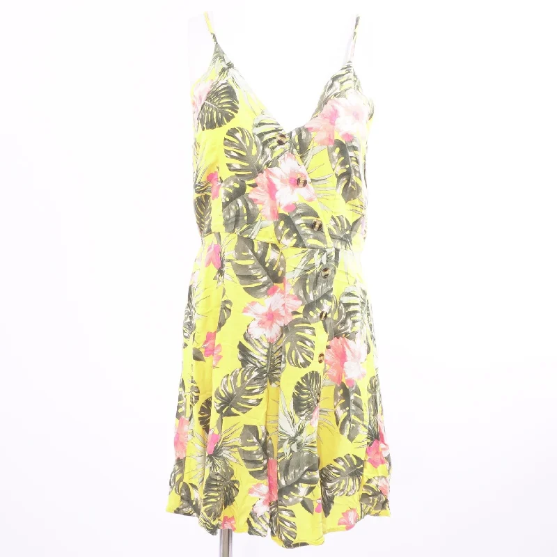 Yellow Floral Mini Dress Elegant Silk Mini Dress