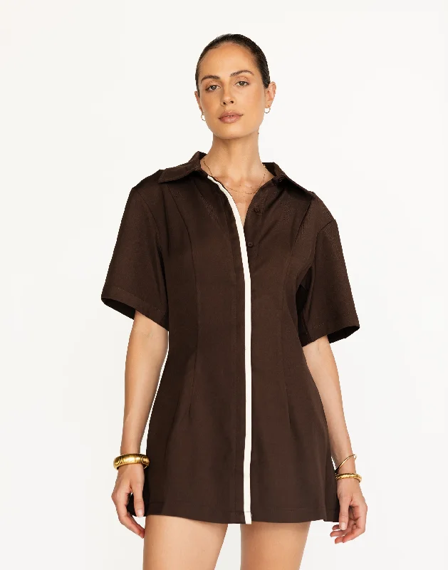 Vero Mini Dress (Chocolate) Stylish Sweetheart Mini Dress