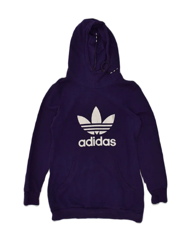 ADIDAS Womens Graphic Hoodie Jumper UK 14 Medium Purple Cotton Hoodie with Print Artistic Unique