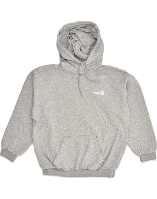 ADIDAS Womens Hoodie Jumper UK 8 Small  Grey Cotton Hoodie with Full-Zip Functional Layering