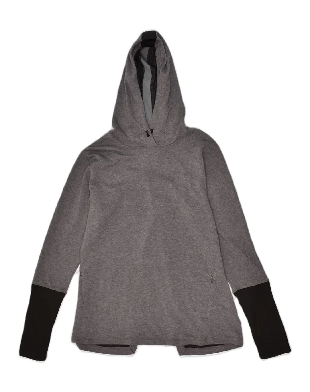 ASICS Womens Hoodie Jumper UK 14 Large Grey Polyester Hoodie with Button Classic Timeless