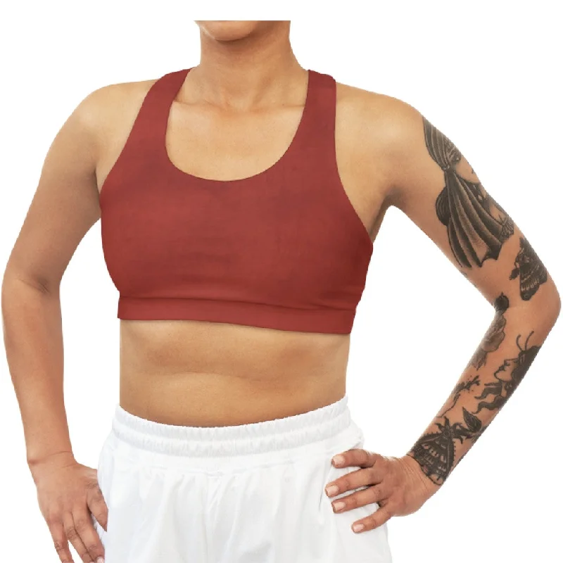 Autumn Red Seamless Sports Bra High-Cut Bra Design